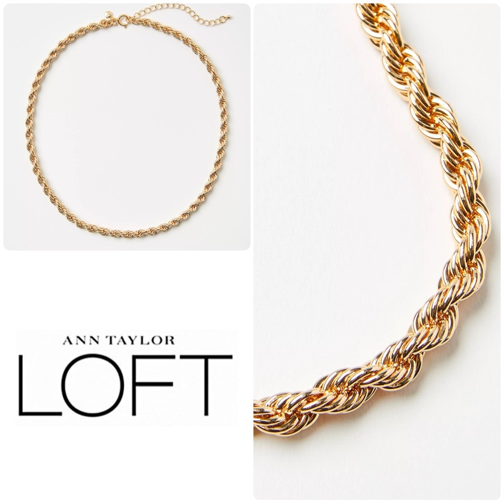 🆕 NWT LOFT Gold Twisted Rope Necklace